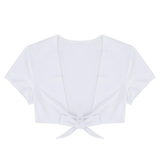 Women's Sexy Tie Up Crop Tops in Four Colors / Short-Sleeve Plunge Top / Ladies Erotic Clothing - EVE's SECRETS