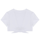 Women's Sexy Tie Up Crop Tops in Four Colors / Short-Sleeve Plunge Top / Ladies Erotic Clothing - EVE's SECRETS