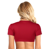 Women's Sexy Tie Up Crop Tops in Four Colors / Short-Sleeve Plunge Top / Ladies Erotic Clothing - EVE's SECRETS