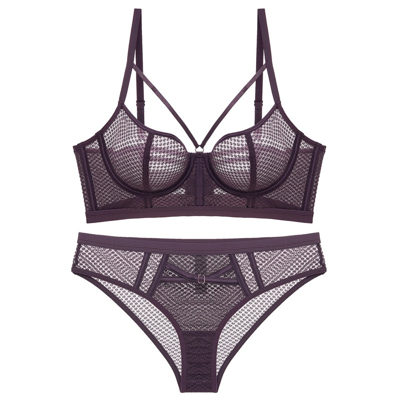 Women's Sexy Ultra-Thin Unlined Transparent Lingerie Set / Push-Up Side Support Bra with Panty - EVE's SECRETS