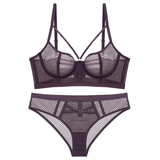 Women's Sexy Ultra-Thin Unlined Transparent Lingerie Set / Push-Up Side Support Bra with Panty - EVE's SECRETS