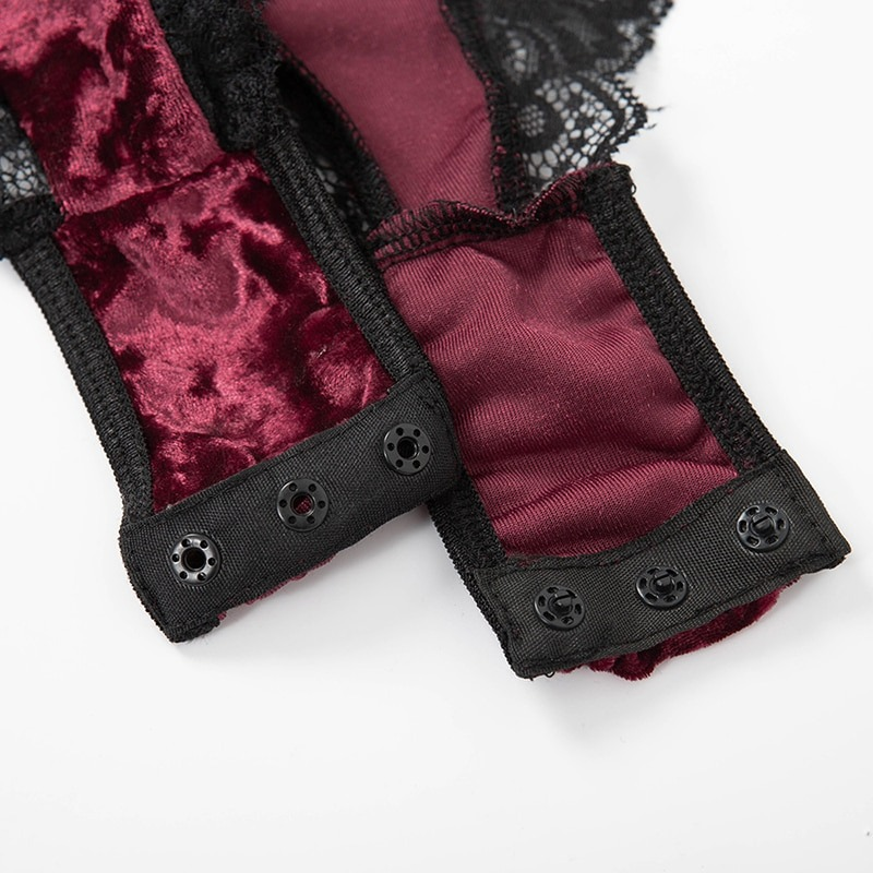 Women's Sexy Velvet Bodysuit in Two Colors / Wireless Bodycon Teddy with Lace / Erotic Outfits - EVE's SECRETS