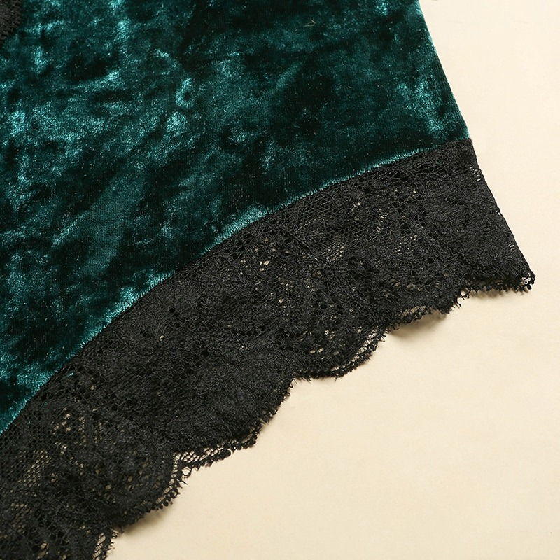 Women's Sexy Velvet Bodysuit in Two Colors / Wireless Bodycon Teddy with Lace / Erotic Outfits - EVE's SECRETS