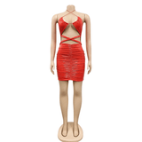 Women's Sexy Wet Look Bodycon Dress with Halter Neck / Erotic Cut-Out Outfits for Women - EVE's SECRETS