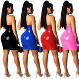 Women's Sexy Wet Look Bodycon Dress with Halter Neck / Erotic Cut-Out Outfits for Women - EVE's SECRETS