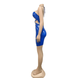 Women's Sexy Wet Look Bodycon Dress with Halter Neck / Erotic Cut-Out Outfits for Women - EVE's SECRETS