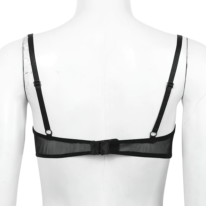 Women's Sheer Lace Floral Lingerie / Spaghetti Straps Nipple Split Wire-Free Sexy Bra - EVE's SECRETS