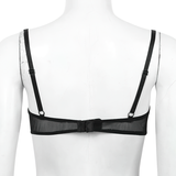 Women's Sheer Lace Floral Lingerie / Spaghetti Straps Nipple Split Wire-Free Sexy Bra - EVE's SECRETS