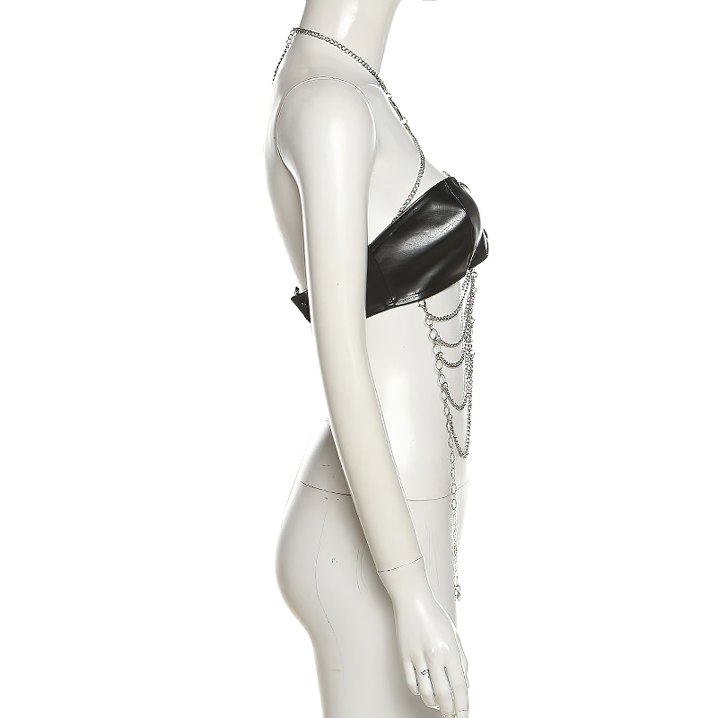 Women's Shiny Chain Sexy Vest / Female Round Buckle Clubwear Bra - EVE's SECRETS