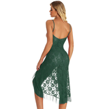 Women's Transparent Dress With Deep Neck And Aesthetic Floral Pattern / Sexy Female Lace G-Strings - EVE's SECRETS