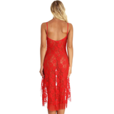 Women's Transparent Dress With Deep Neck And Aesthetic Floral Pattern / Sexy Female Lace G-Strings - EVE's SECRETS