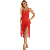 Women's Transparent Dress With Deep Neck And Aesthetic Floral Pattern / Sexy Female Lace G-Strings - EVE's SECRETS