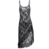 Women's Transparent Dress With Deep Neck And Aesthetic Floral Pattern / Sexy Female Lace G-Strings - EVE's SECRETS