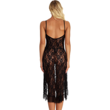 Women's Transparent Dress With Deep Neck And Aesthetic Floral Pattern / Sexy Female Lace G-Strings - EVE's SECRETS