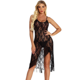 Women's Transparent Dress With Deep Neck And Aesthetic Floral Pattern / Sexy Female Lace G-Strings - EVE's SECRETS