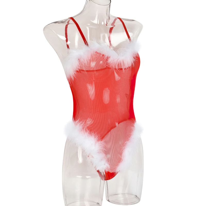 Women's Transparent Erotic Lace Bodysuit / Sexy Female Red Bodysuit Costume - EVE's SECRETS