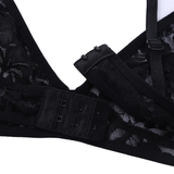 Women's Sexy Unlined Lace Bra with Floral Pattern and Open Nipples / Erotic Wireless Sheer Lingerie - EVE's SECRETS