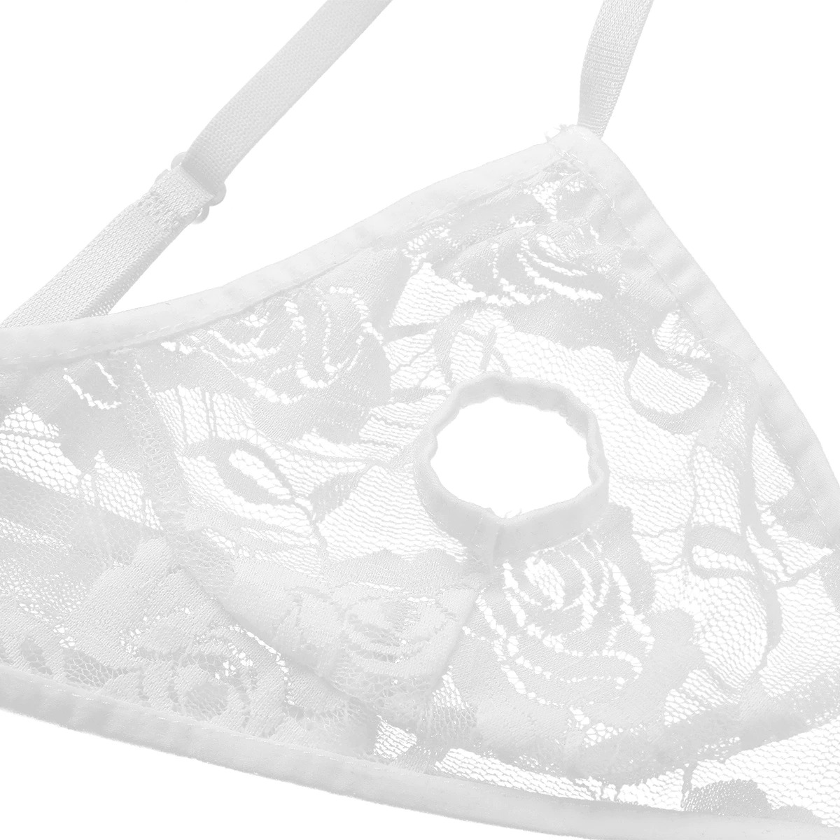 Women's Sexy Unlined Lace Bra with Floral Pattern and Open Nipples / Erotic Wireless Sheer Lingerie - EVE's SECRETS