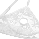 Women's Sexy Unlined Lace Bra with Floral Pattern and Open Nipples / Erotic Wireless Sheer Lingerie - EVE's SECRETS
