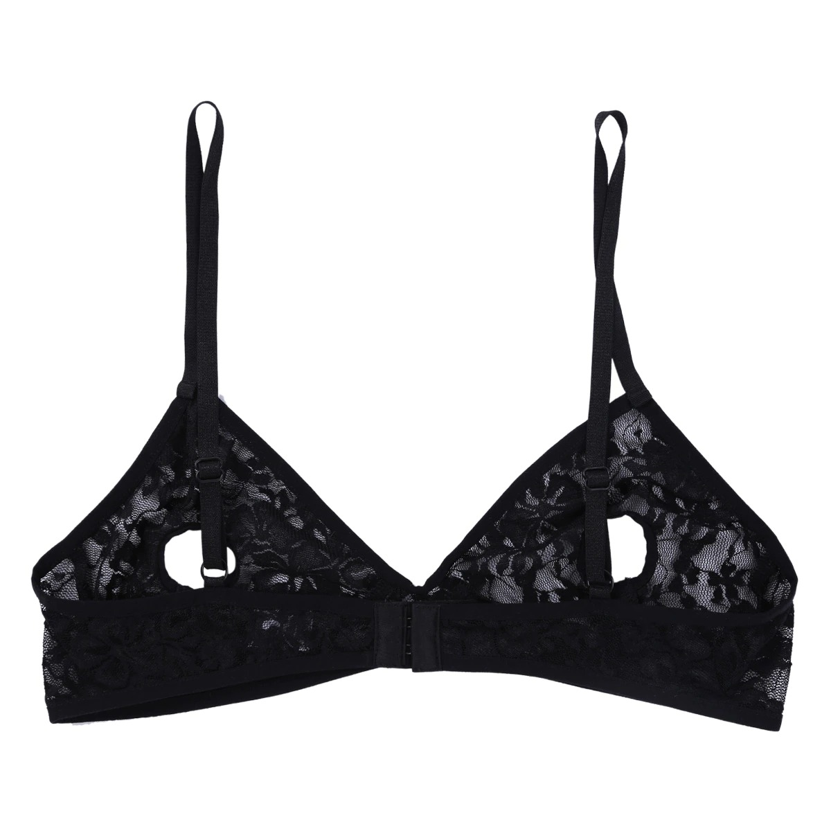 Women's Sexy Unlined Lace Bra with Floral Pattern and Open Nipples / Erotic Wireless Sheer Lingerie - EVE's SECRETS