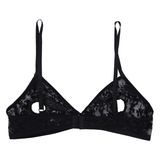 Women's Sexy Unlined Lace Bra with Floral Pattern and Open Nipples / Erotic Wireless Sheer Lingerie - EVE's SECRETS