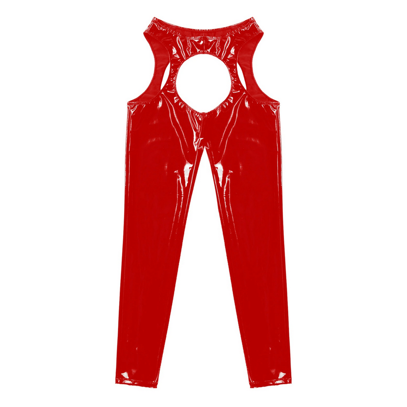 Women's Wet Look High Waist Cutout Leggings / Exotic Glossy Patent Leather Skinny Pants - EVE's SECRETS