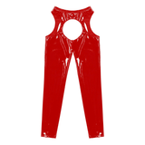 Women's Wet Look High Waist Cutout Leggings / Exotic Glossy Patent Leather Skinny Pants - EVE's SECRETS