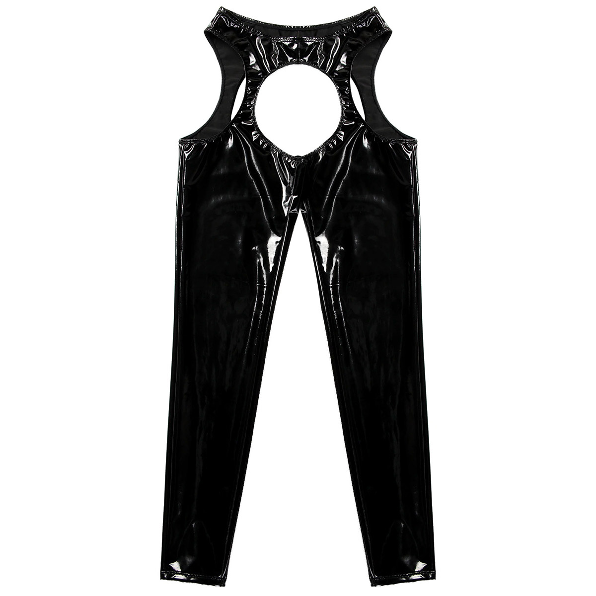 Women's Wet Look High Waist Cutout Leggings / Exotic Glossy Patent Leather Skinny Pants - EVE's SECRETS