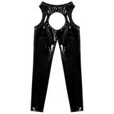 Women's Wet Look High Waist Cutout Leggings / Exotic Glossy Patent Leather Skinny Pants - EVE's SECRETS