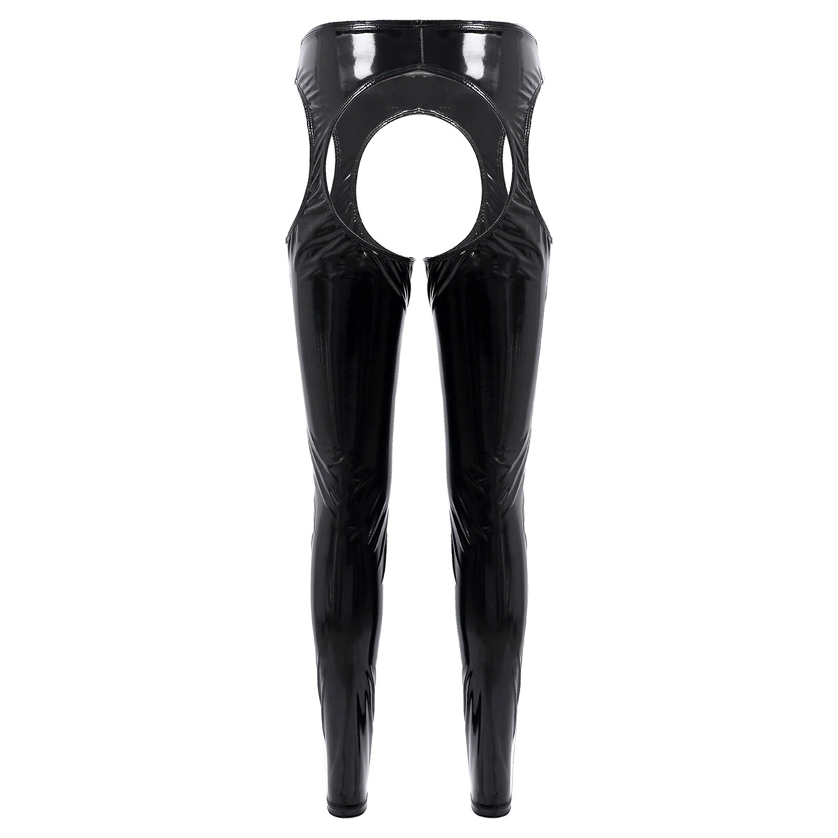 Women's Wet Look High Waist Cutout Leggings / Exotic Glossy Patent Leather Skinny Pants - EVE's SECRETS