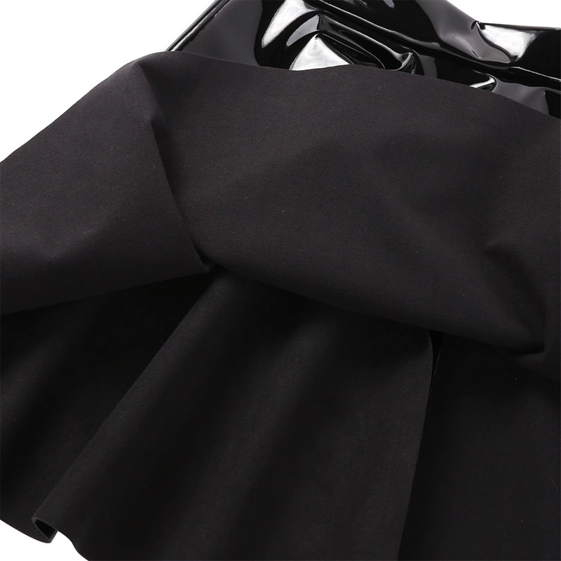 Women's Wet Look Leather Mini Skirts / High Waist Pleated Latex Circle Skirt / Sexy Clubwear Skirts - EVE's SECRETS