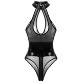 Women's Wet Look Mesh Bodysuit / Spliced Leotard / Zippered Sexy Clothing for Women - EVE's SECRETS