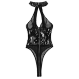 Women's Wet Look Mesh Bodysuit / Spliced Leotard / Zippered Sexy Clothing for Women - EVE's SECRETS