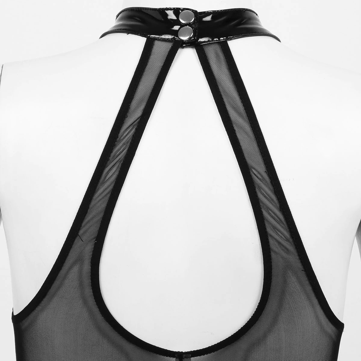 Women's Wet Look Mesh Bodysuit / Spliced Leotard / Zippered Sexy Clothing for Women - EVE's SECRETS