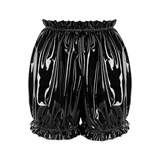 Women's Wet Look PU Leather Ruffled Lingerie / Elastic Waistband Female Sexy Underwear Panties - EVE's SECRETS