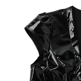 Womens Wet Look Sexy Patent Leather Bodysuit / One-Piece Lace-Up Zipper Romper Jumpsuit - EVE's SECRETS