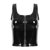 Women's Wet Look Tank Top with Zipper / Sexy U-neck Sleeveless Outfits in Two Colors - EVE's SECRETS