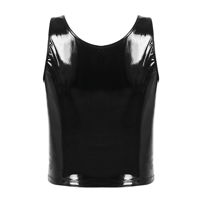 Women's Wet Look Tank Top with Zipper / Sexy U-neck Sleeveless Outfits in Two Colors - EVE's SECRETS