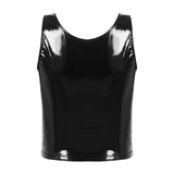 Women's Wet Look Tank Top with Zipper / Sexy U-neck Sleeveless Outfits in Two Colors - EVE's SECRETS