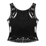 Women's Wet Look Tank Top with Zipper / Sexy U-neck Sleeveless Outfits in Two Colors - EVE's SECRETS
