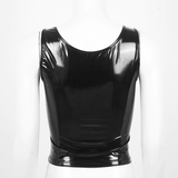Women's Wet Look Tank Top with Zipper / Sexy U-neck Sleeveless Outfits in Two Colors - EVE's SECRETS