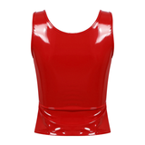 Women's Wet Look Tank Top with Zipper / Sexy U-neck Sleeveless Outfits in Two Colors - EVE's SECRETS