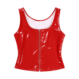 Women's Wet Look Tank Top with Zipper / Sexy U-neck Sleeveless Outfits in Two Colors - EVE's SECRETS