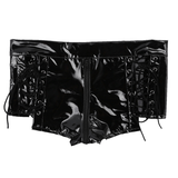 Women's Wetlook Sexy Mini Shorts / Leather Low Rise Hollow Out Lace-up Booty - EVE's SECRETS