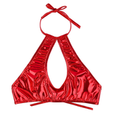 Women's Clubwear Dance Shiny Tank Tops / Metallic Cut Out Strappy Sexy Crop Tops - EVE's SECRETS
