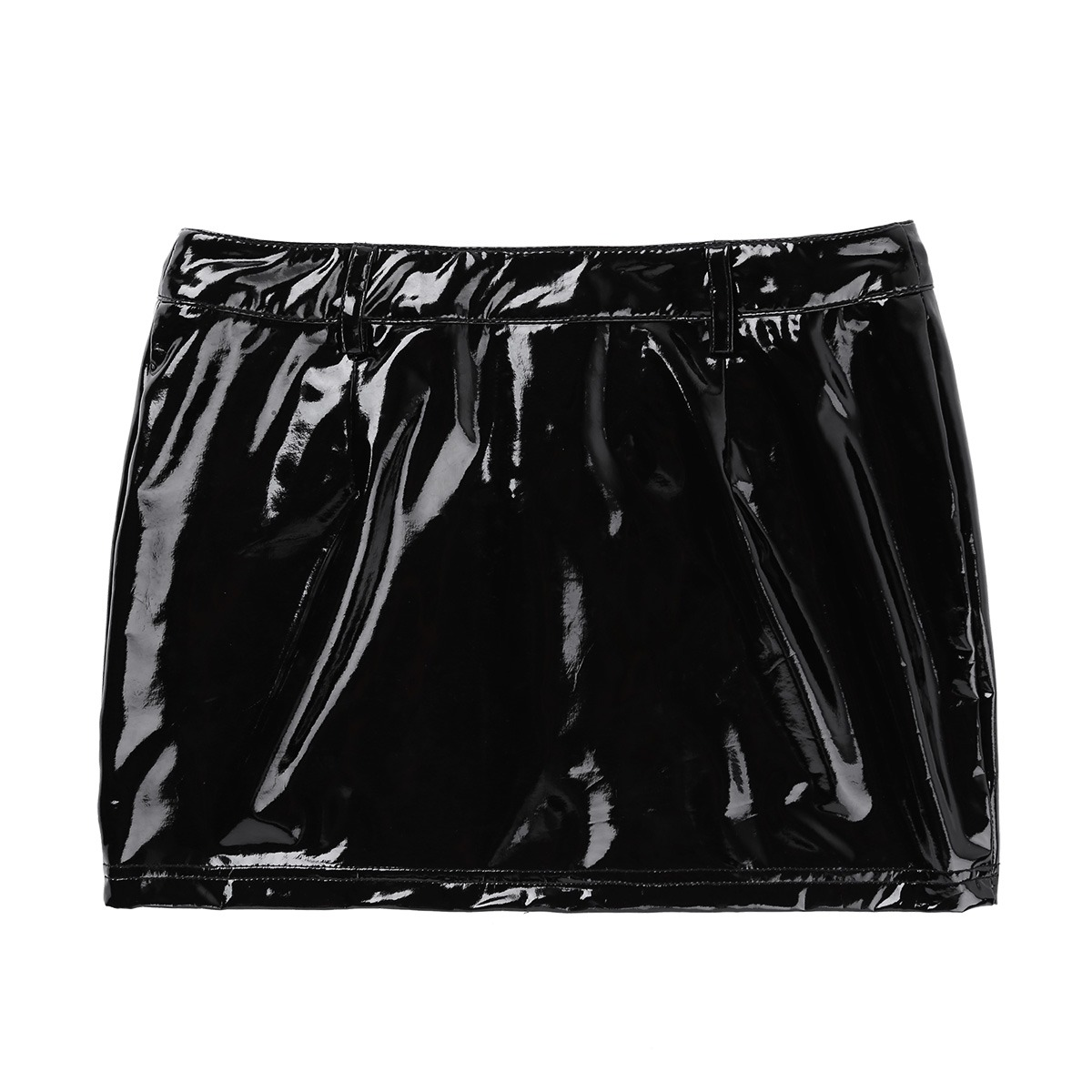 Zip Front Bodycon Mini Skirt with Pockets / Women's Sexy Wetlook Outfits in Black and Leopard Colors - EVE's SECRETS