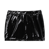 Zip Front Bodycon Mini Skirt with Pockets / Women's Sexy Wetlook Outfits in Black and Leopard Colors - EVE's SECRETS