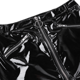 Zip Front Bodycon Mini Skirt with Pockets / Women's Sexy Wetlook Outfits in Black and Leopard Colors - EVE's SECRETS