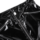 Zip Front Bodycon Mini Skirt with Pockets / Women's Sexy Wetlook Outfits in Black and Leopard Colors - EVE's SECRETS
