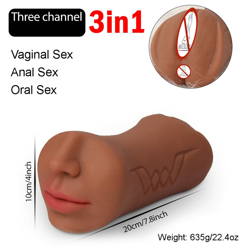 3 in 1 Male Masturbator / Realistic Mouth with Vagina and Anus Imitation / Men's Sex Toys - EVE's SECRETS